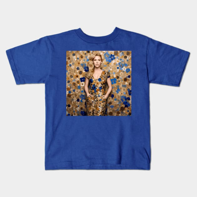 Beautiful Woman in a Flower Dress After Klimt Kids T-Shirt by bragova